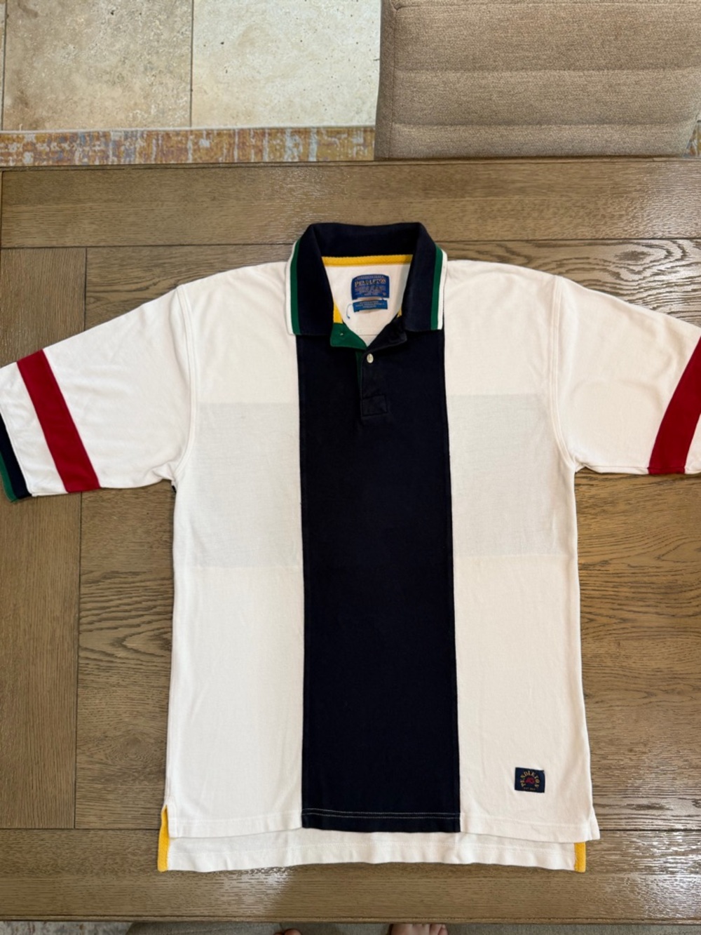 Vintage 90’s Pendleton White Rugby Polo with Colorblock Center & Striped Sleeve